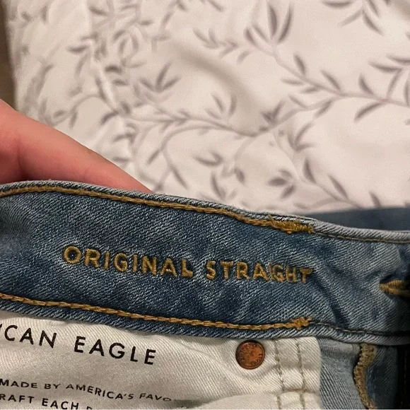 American Eagle Outfitters Flex Original Straight Light Wash Blue Men Jeans - Picture 4 of 6